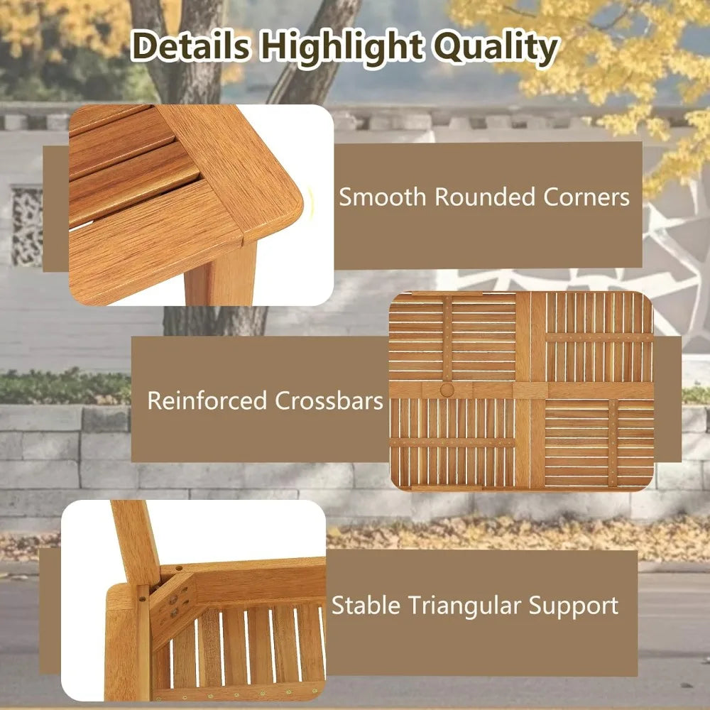 Outdoor Wooden Dining Table With Natural Acacia Slats