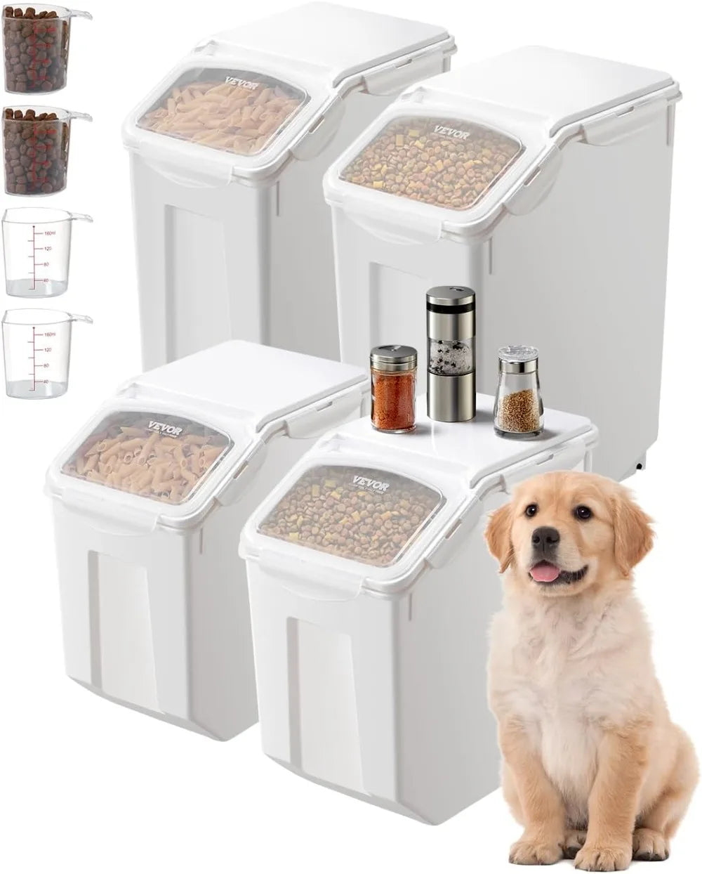 Ingredient Storage Bin With Wheels And Sliding Lid Set