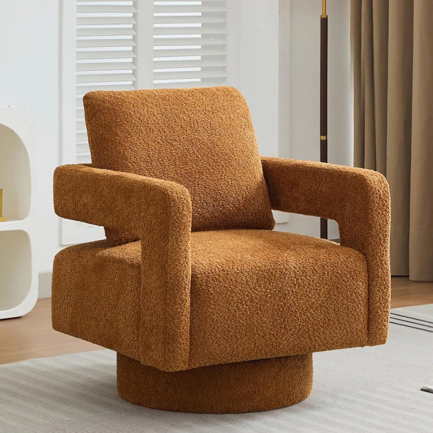 Upholstered Swivel Accent Chair Set Open Back Barrel Chairs