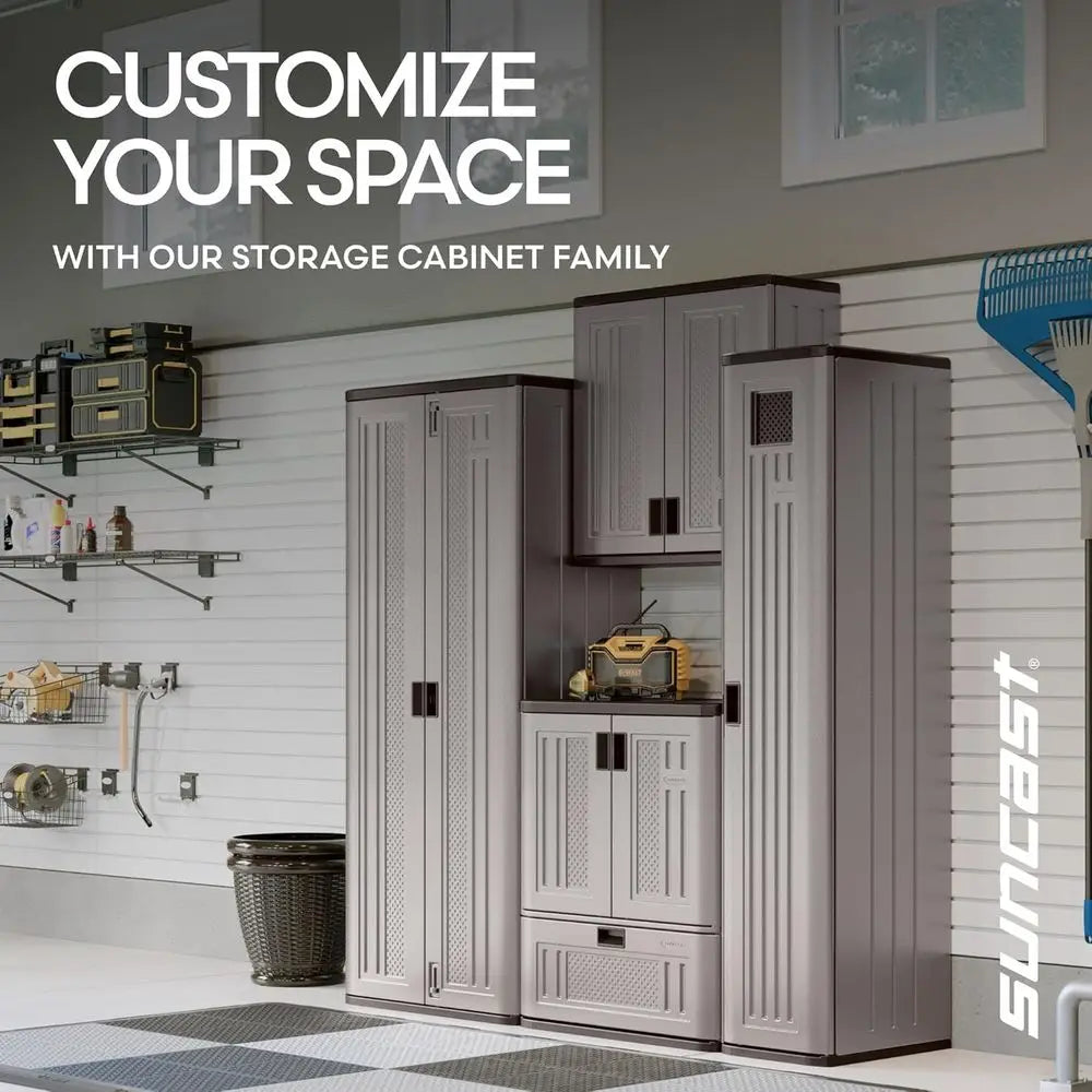 Storage Cabinet Resin Garage Organizer With Lockable Shelves