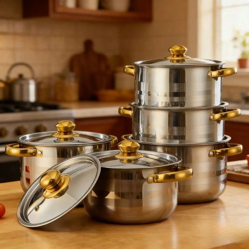 Stainless Steel Cookware Set With Lids For Soup And Pasta
