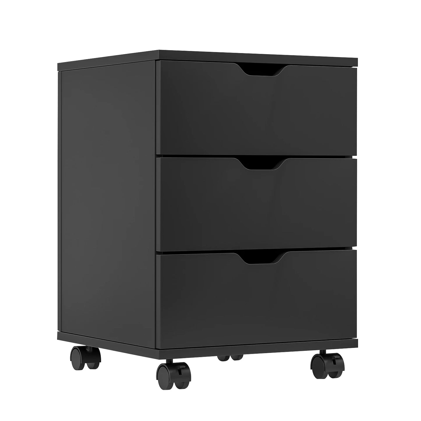 Farini 3-Drawer Under Desk Wooden File Cabinet with Lockable Caster Storage Cabinets for Home Office,White,Required Assembly