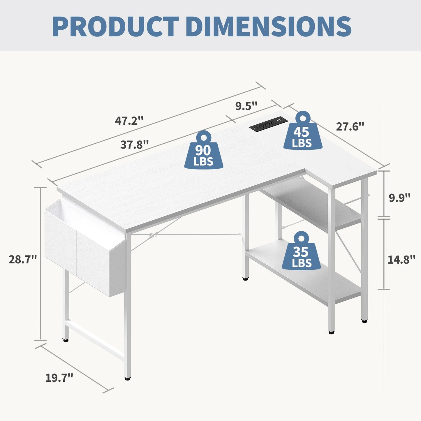 JHK L Shaped Corner Gaming Desk With Power Strip Storage Shelves