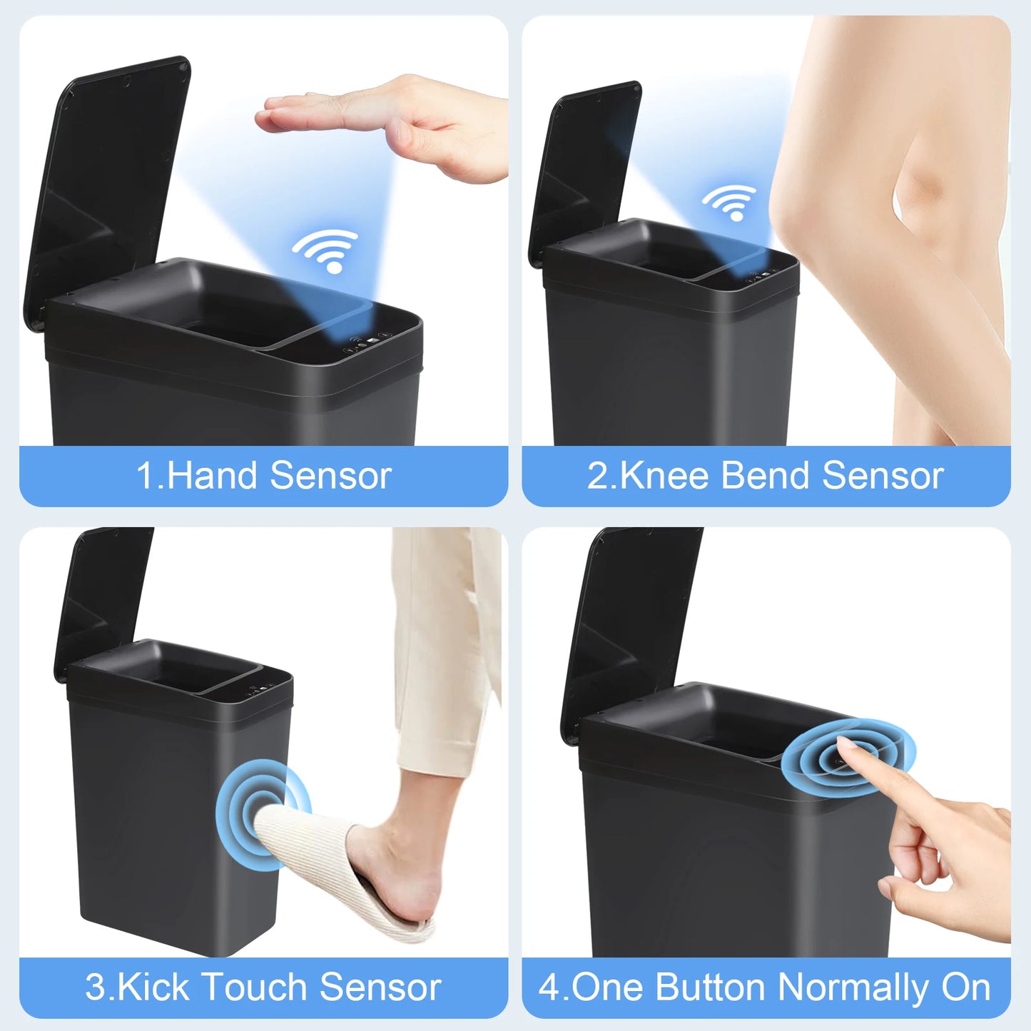 Touchless Motion Sensor Automatic Slim Bathroom Trash Can With Lid