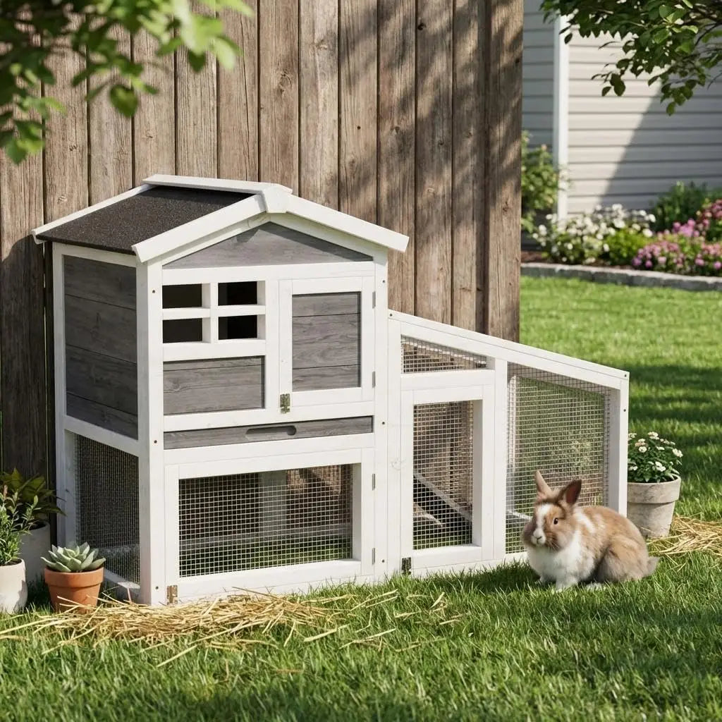 HiMISS Chicken Coop With Run And Nesting Box For Rabbit And Guinea Pigs