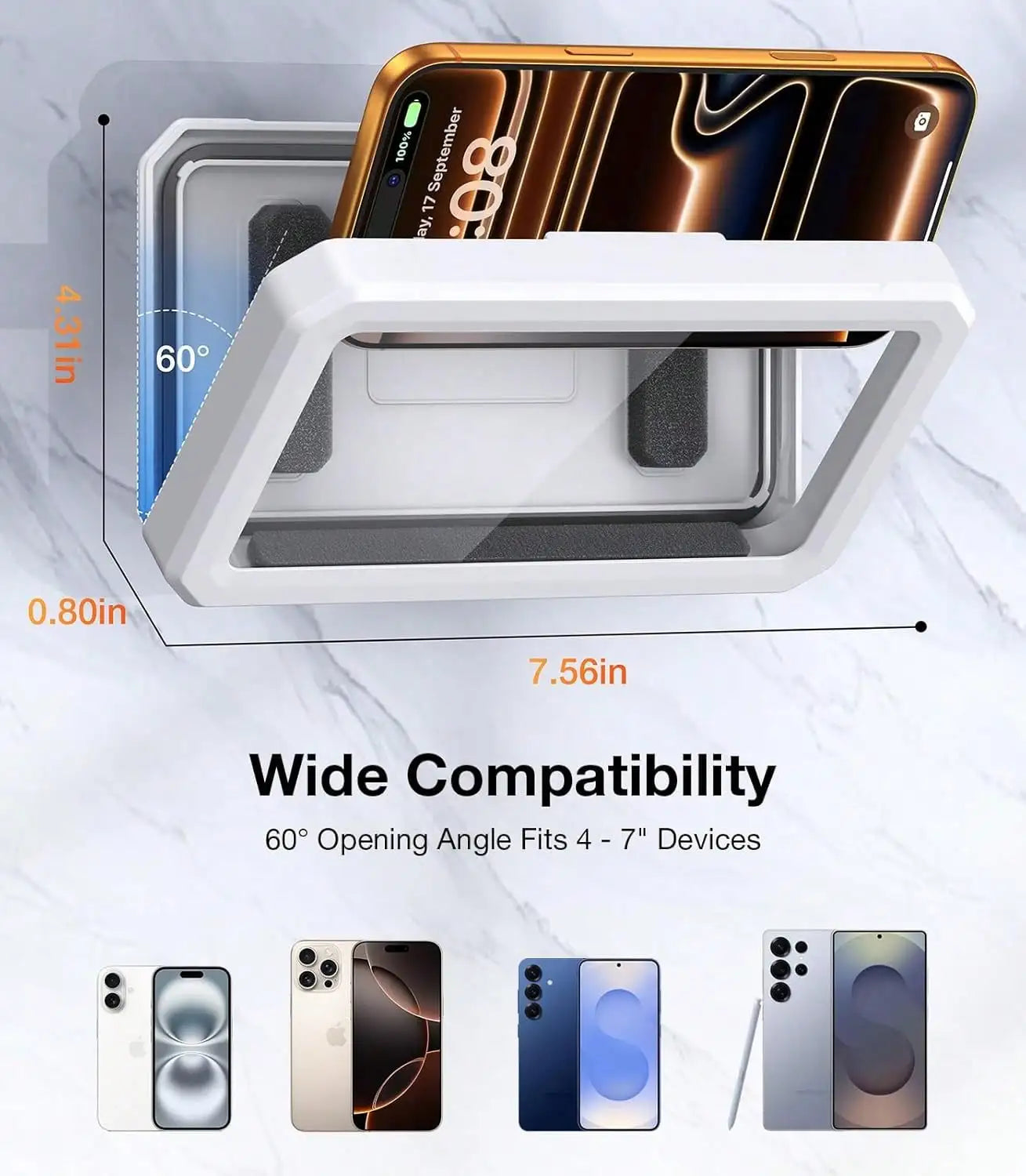 Waterproof Shower Phone Holder 360 Degree Retractable Wall Mount