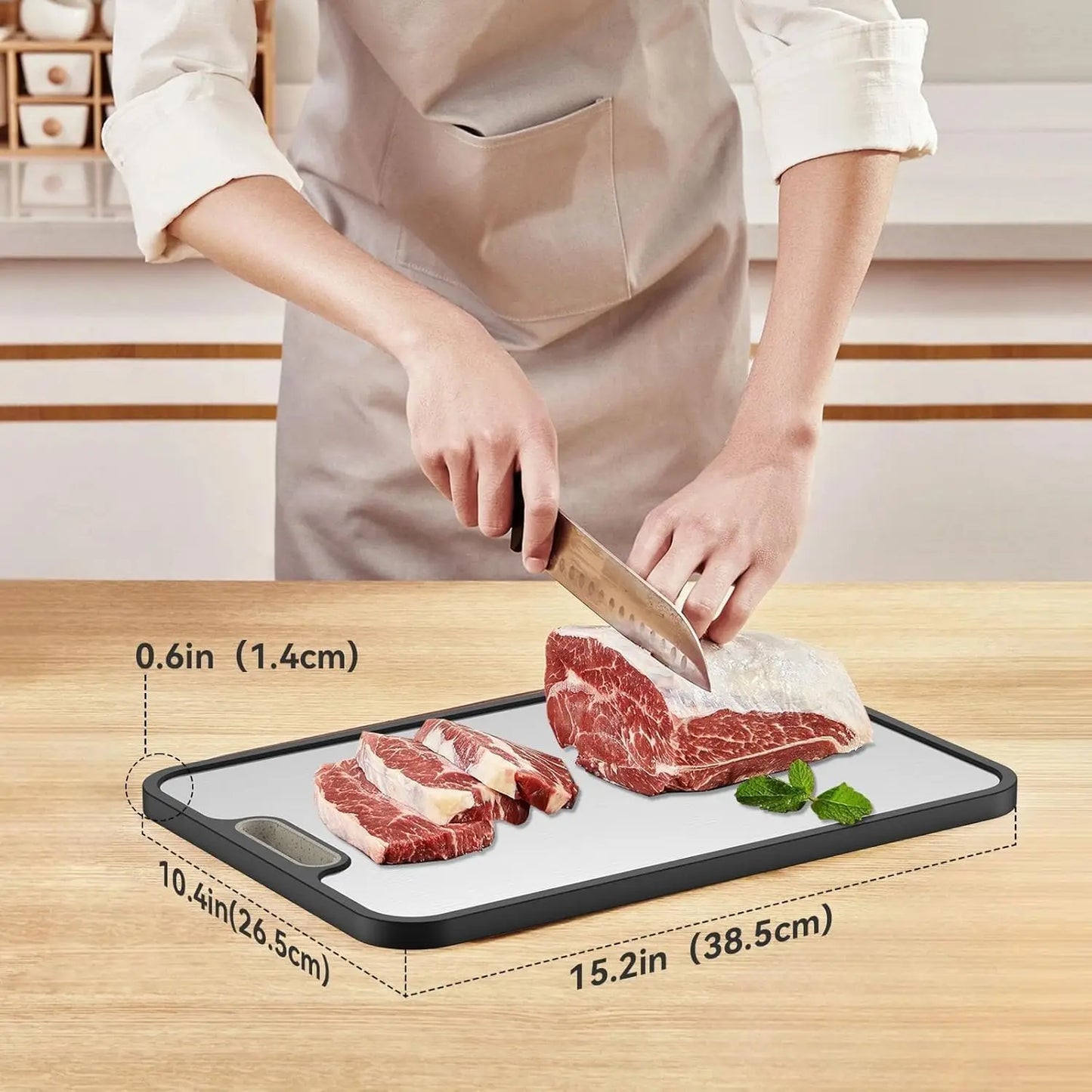 Titanium Cutting Board Double-Sided Non-Slip With Juice Groove Handles