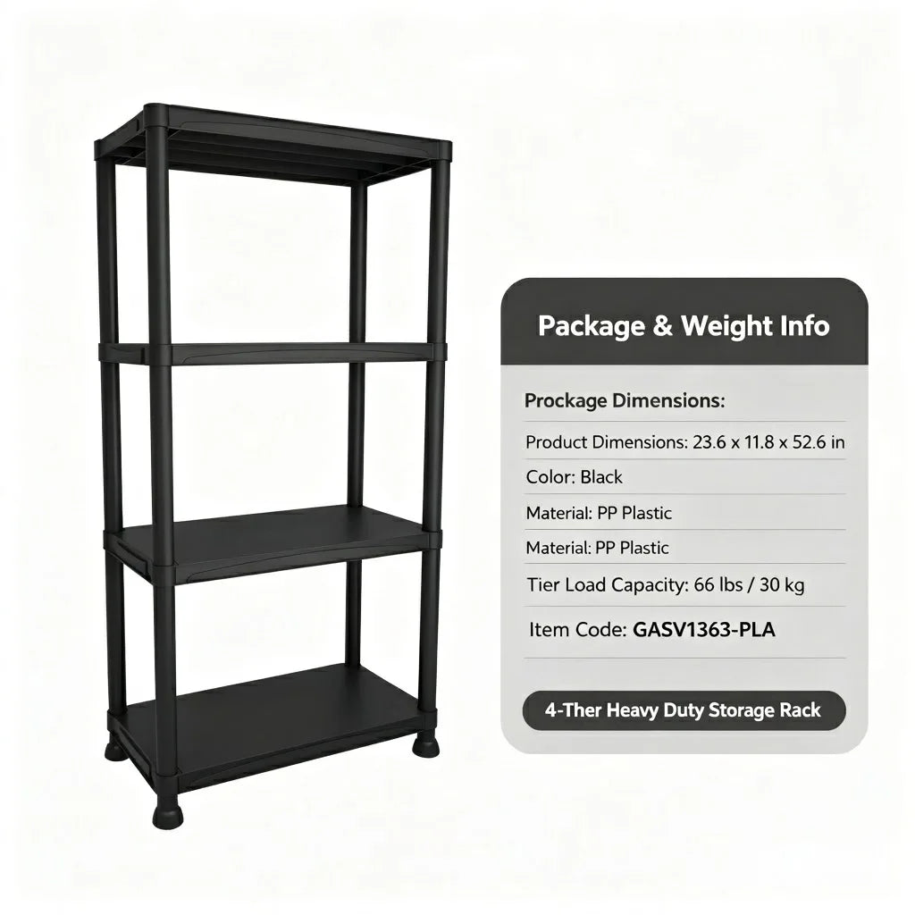 Plastic Storage Shelving Unit Four And Five Tier Heavy Duty Utility Rack