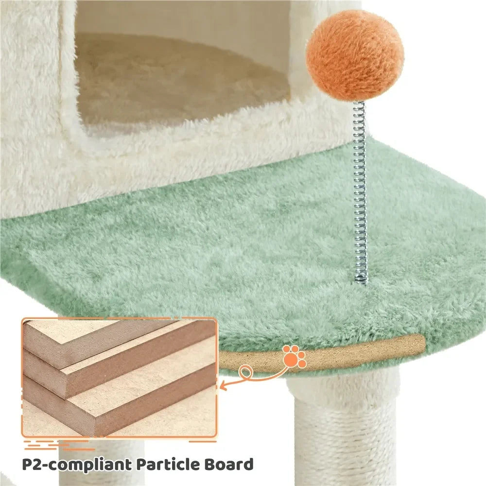 XMSJ Paw Shaped Cat Tree With Plush Platforms And Condos