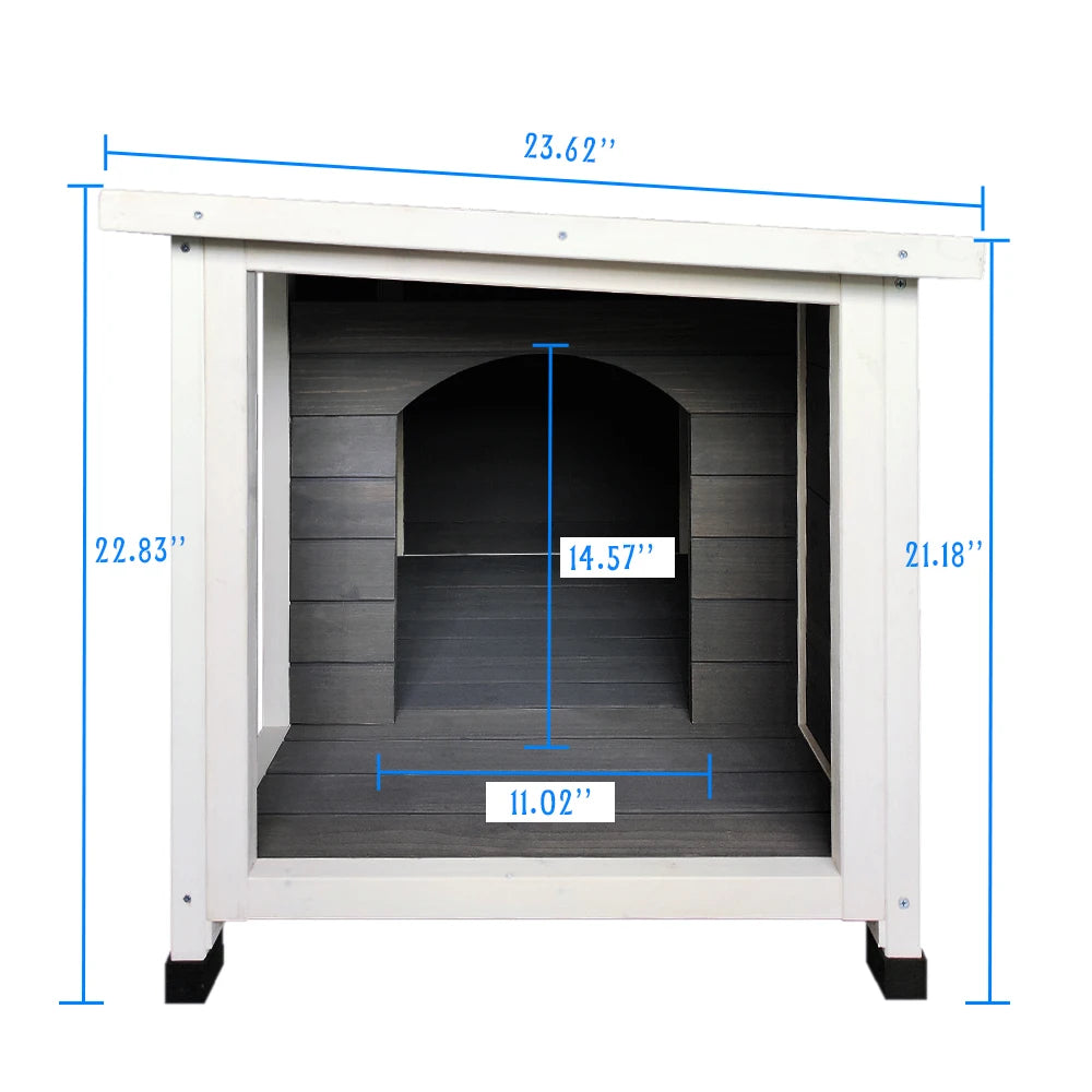 Outdoor Wooden Puppy Kennel with Durable Roof and Porch Terrace