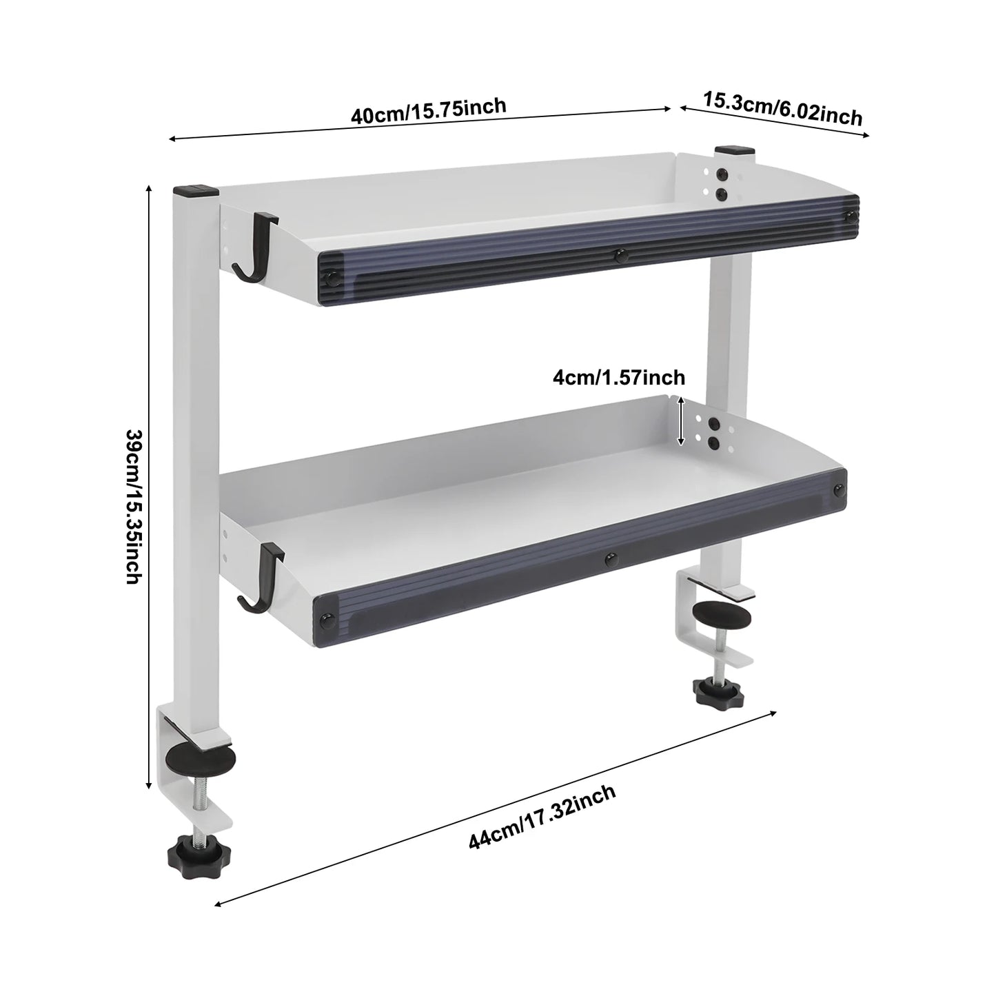 Bymaocar 2 Tier Desk Shelf Clamp On Under Desk Storage