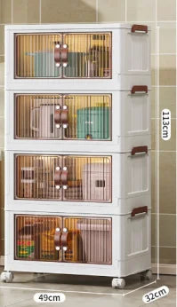 Three-Tier Foldable Storage Box With Wheels For Home And Office