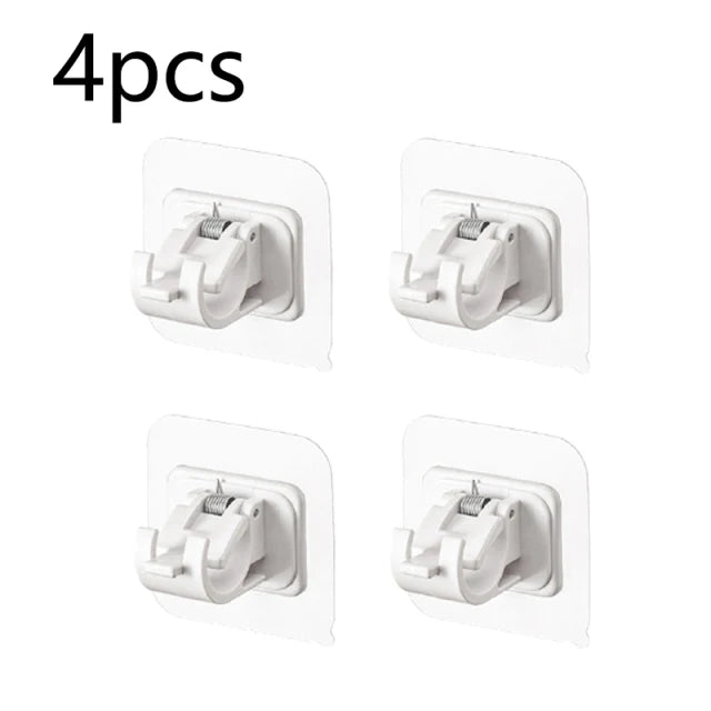 Nail Free Adjustable Curtain Rod Holders Clamp Hooks Self Adhesive