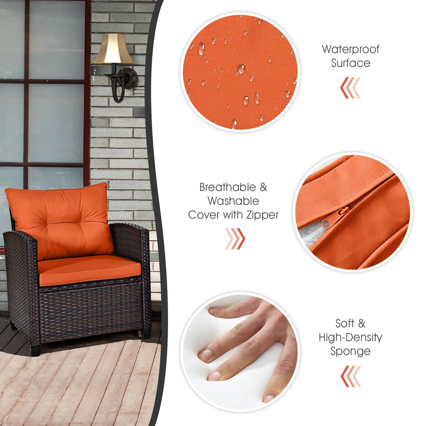 Homasis Outdoor Rattan Conversation Sofa Set Cushioned Patio Furniture