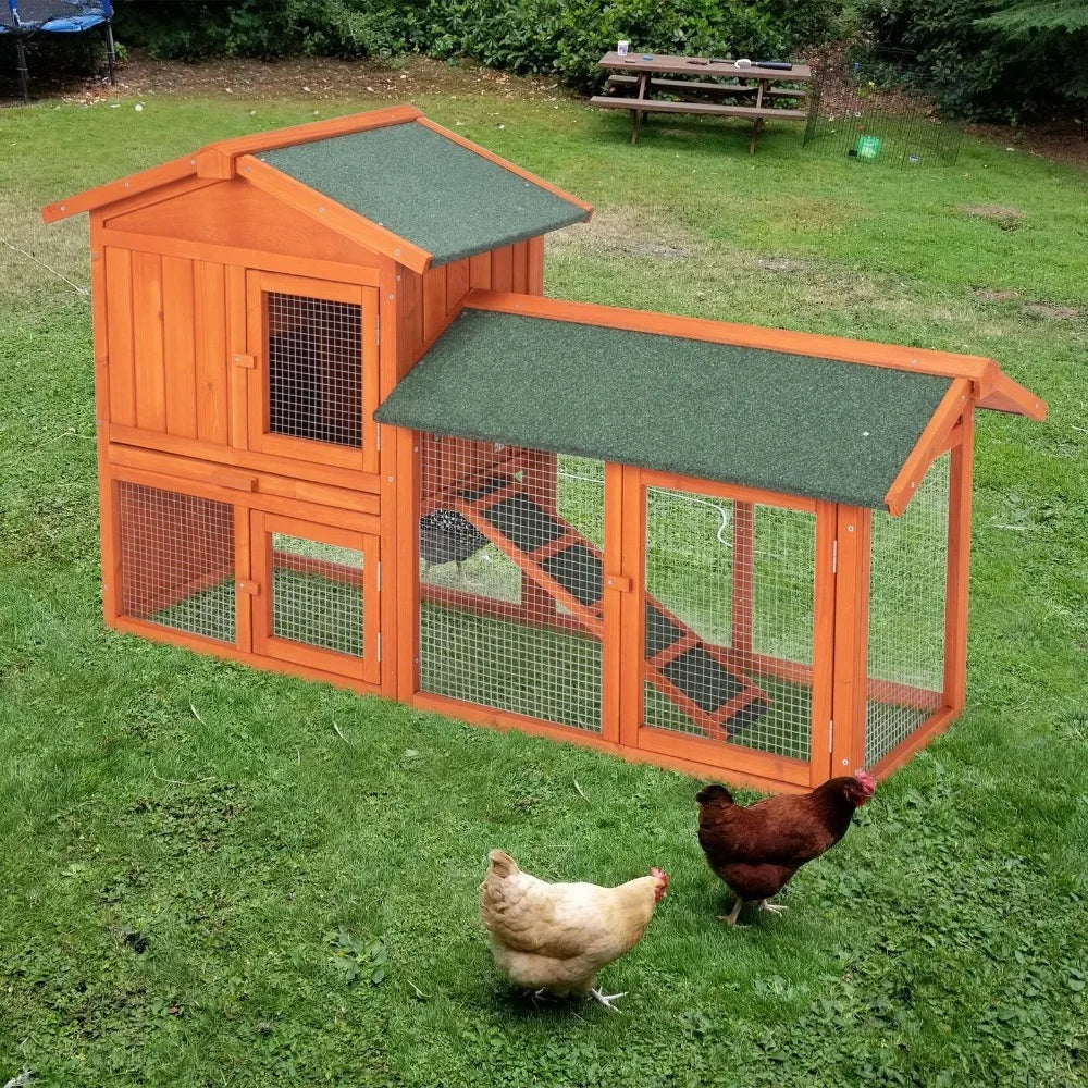 Wooden Chicken Coop Hen House Poultry Hutch Pet Cage w/ Nesting Box Backyard
