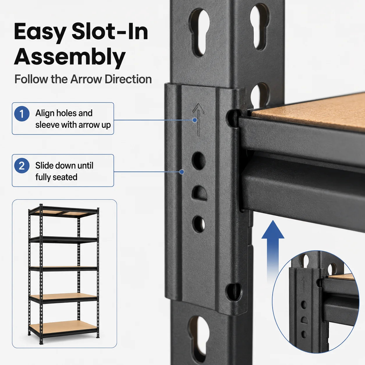 Heavy Duty 5-Tier Metal Shelving Unit With MDF Shelves
