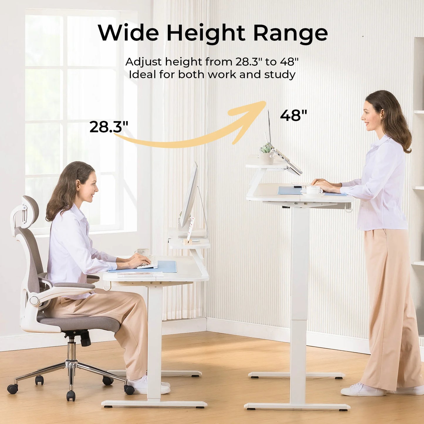 Electric Standing Desk With Drawers Sit Stand Ergonomic Desk