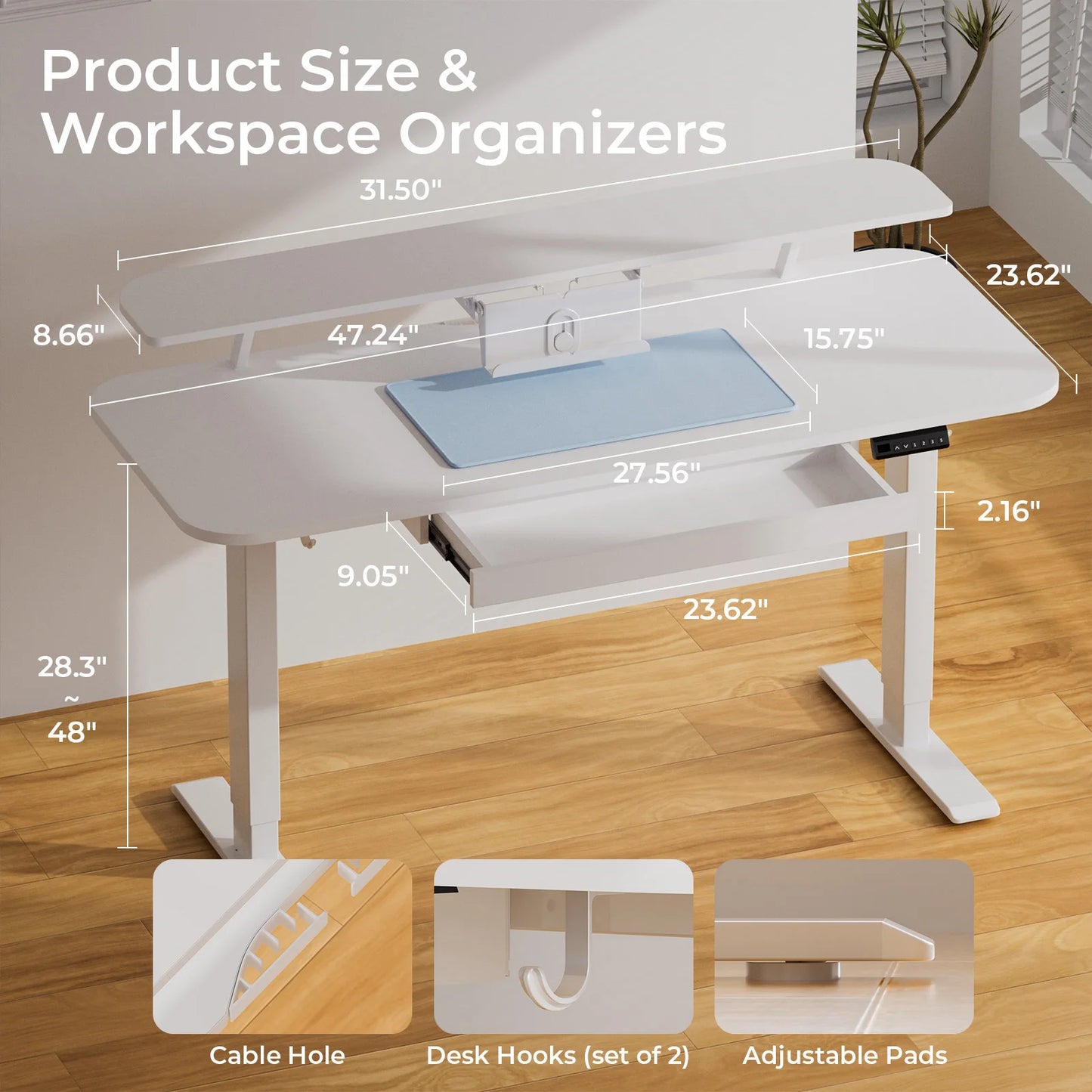 Electric Standing Desk With Drawers Sit Stand Ergonomic Desk