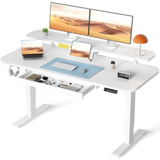 Electric Standing Desk With Drawers Sit Stand Ergonomic Desk