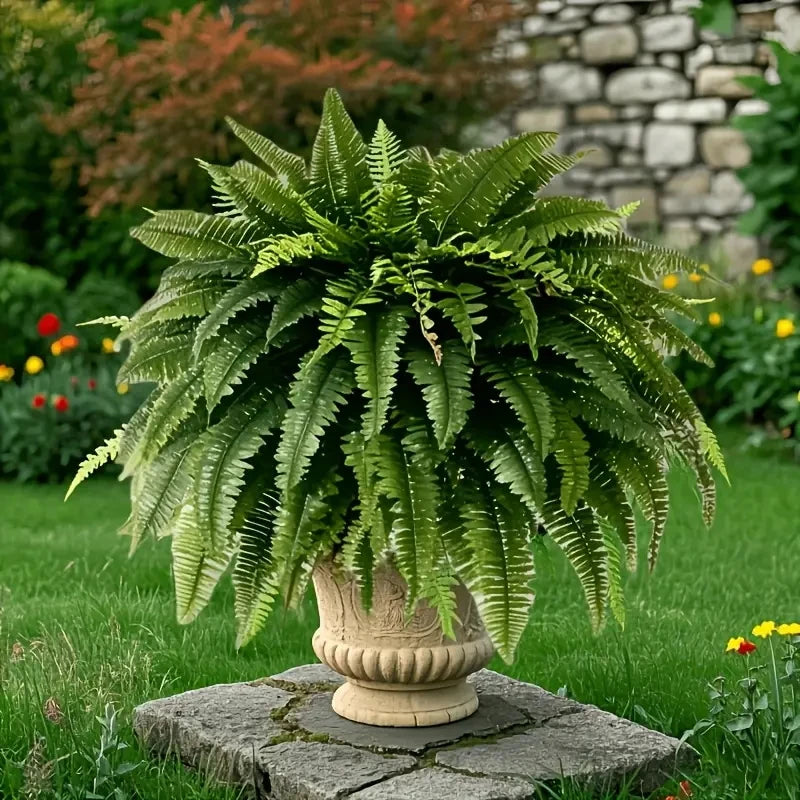 Elegant Boston Fern Artificial Plants 2 Piece Indoor Outdoor Hanging Decor