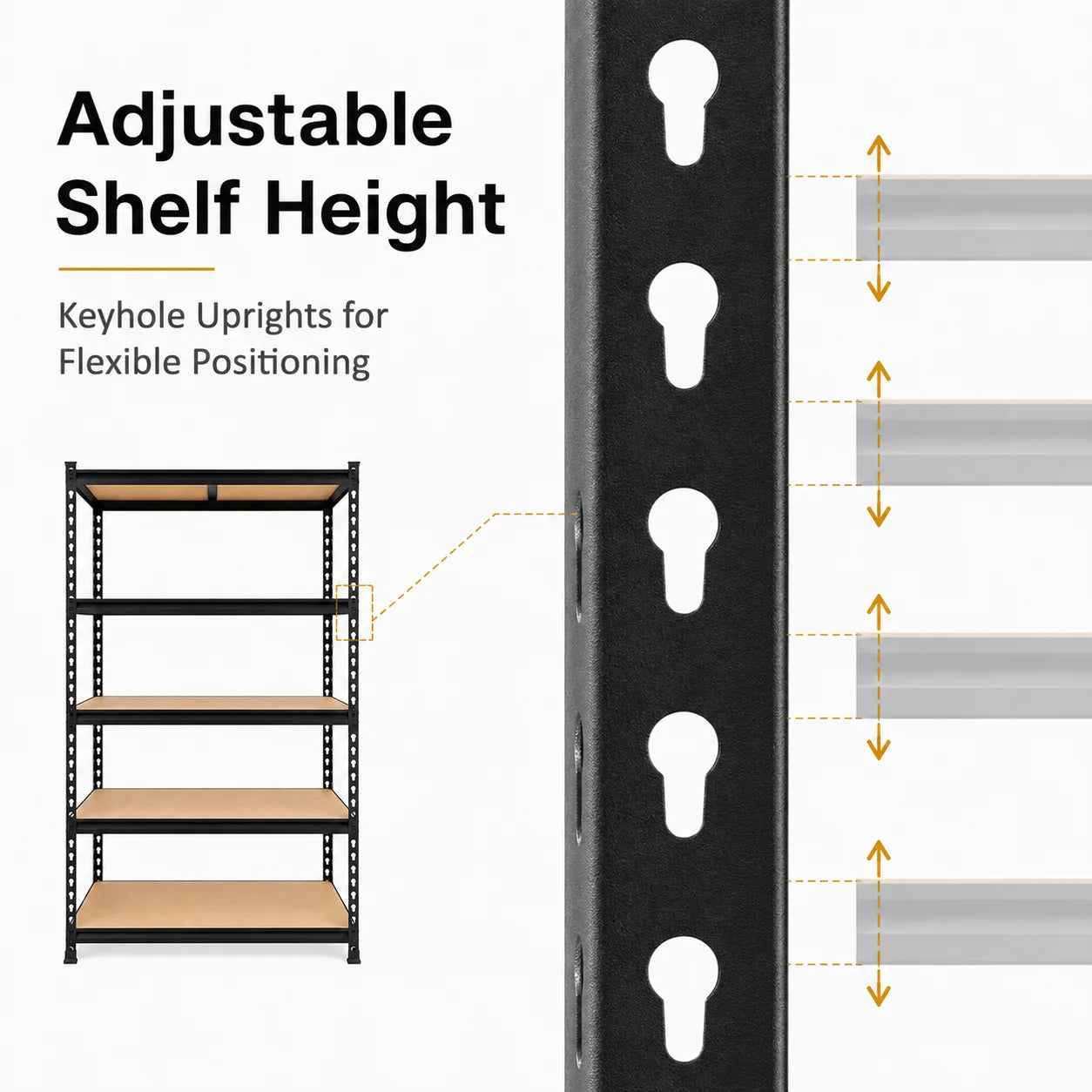 Heavy Duty 5-Tier Metal Shelving Unit With MDF Shelves