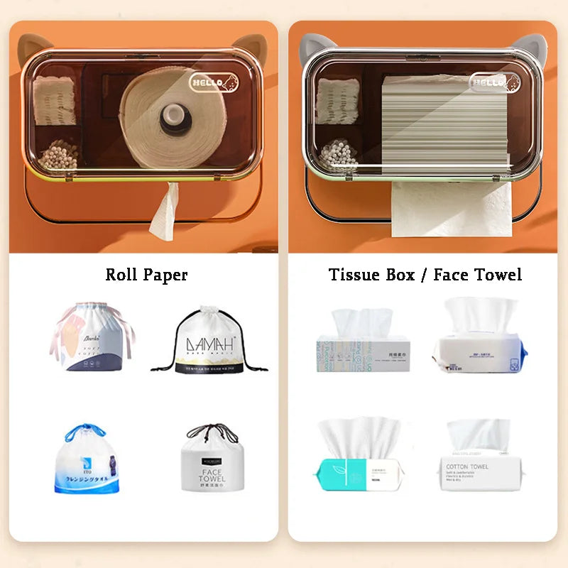 Waterproof Toilet Paper Holder Tissue Box Wall Mounted Rack