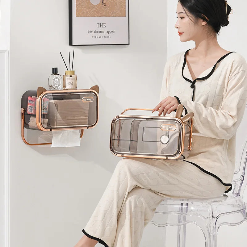 Waterproof Toilet Paper Holder Tissue Box Wall Mounted Rack