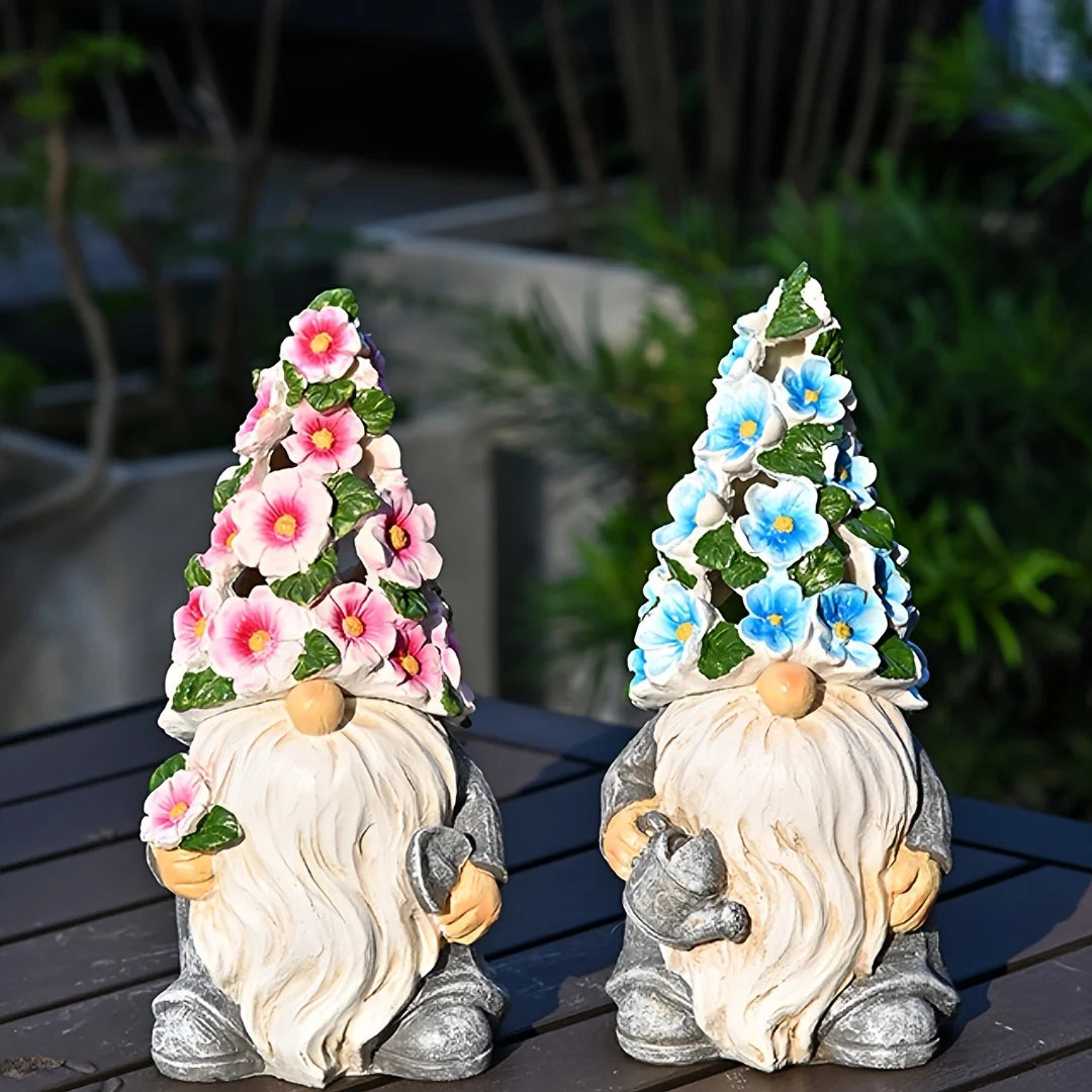 Garden Resin Gnome Solar Light Statue For Outdoor Decor