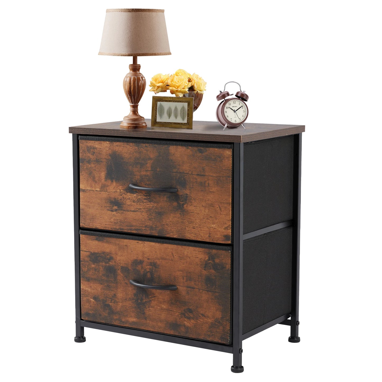 JHK Nightstand Bedside Table With Storage Drawers Modern