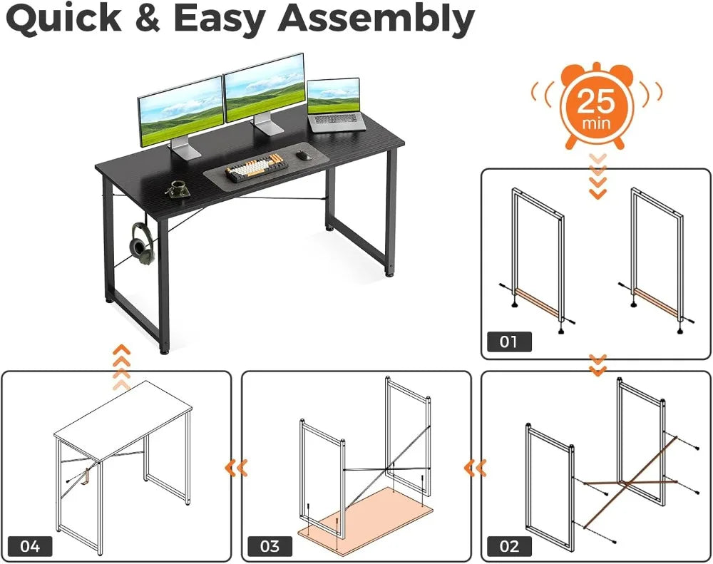 Compact Computer Desk For Home Office With Headphone Hook