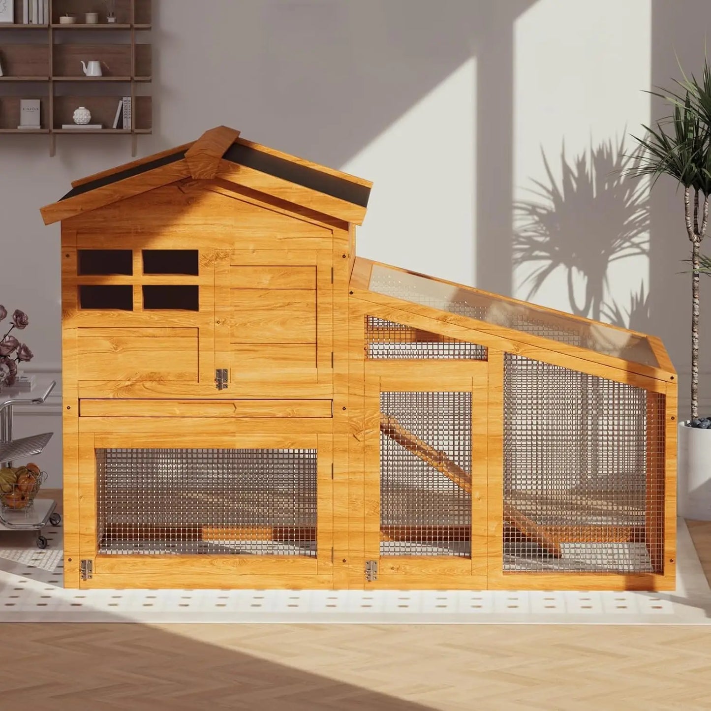 HiMISS Chicken Coop With Run And Nesting Box For Rabbit And Guinea Pigs
