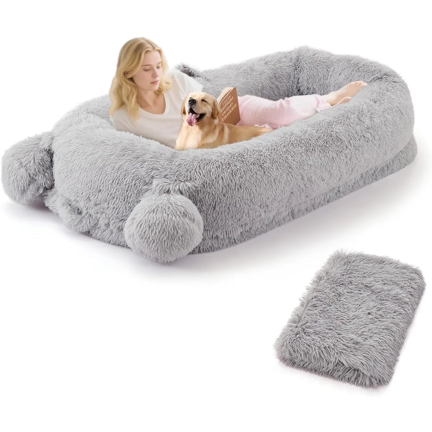 HiMISS Dog Bed With Removable Cover, Storage Pockets, Matching Blanket