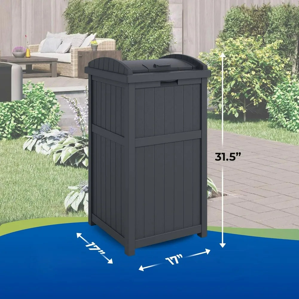 Outdoor Trash Hideaway Resin Waste Storage Container Patio Backyard Garden