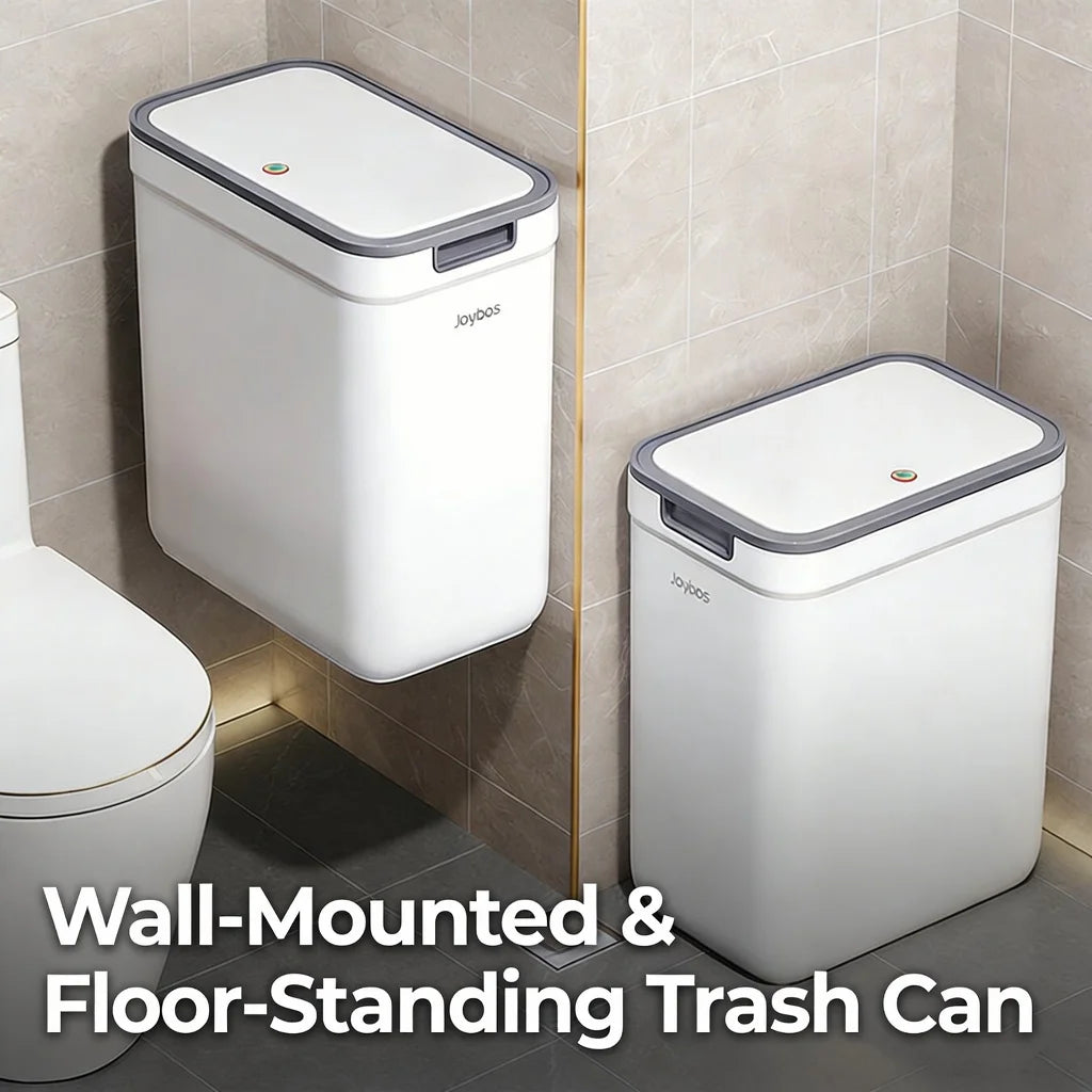 Joybos Dual-Use Wall Mounted Floor Standing Trash Can With Lid