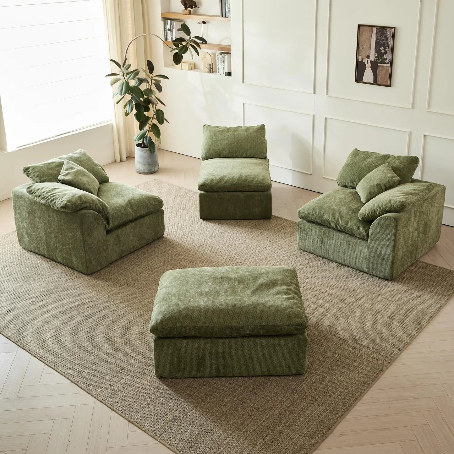 Yeflixvrau Modern Cloud L-Shaped 3-Seater Sofa