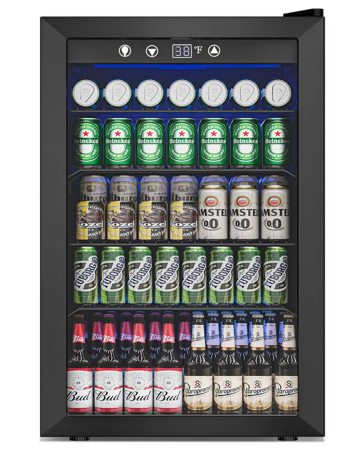 Beverage Refrigerator With Glass Door And Adjustable Shelves