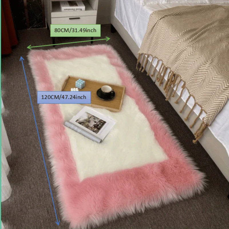 Soft Fluffy Sheepskin Rug Non Slip Machine Washable Carpet