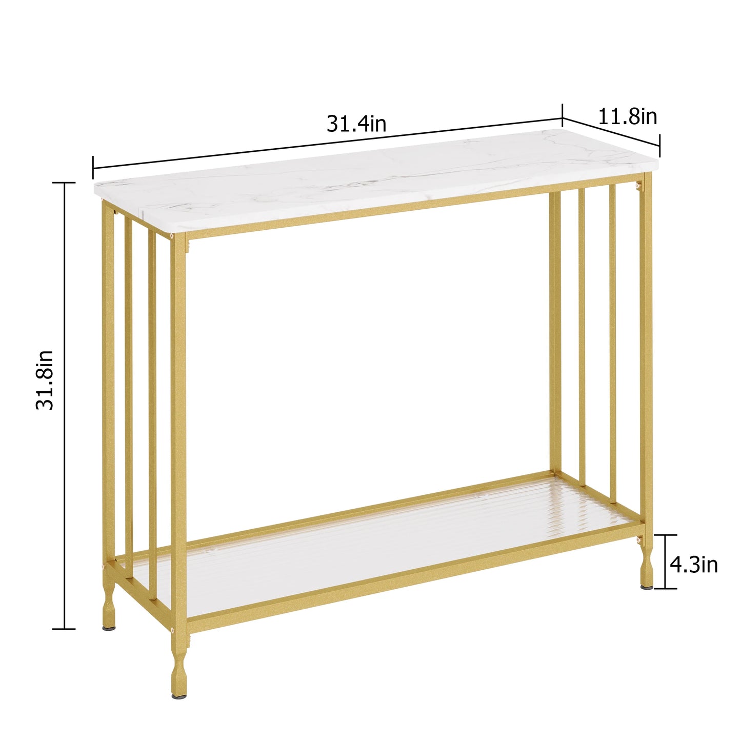 HobbyLane Console Table Sofa Table With Glass Shelf Metal Frame