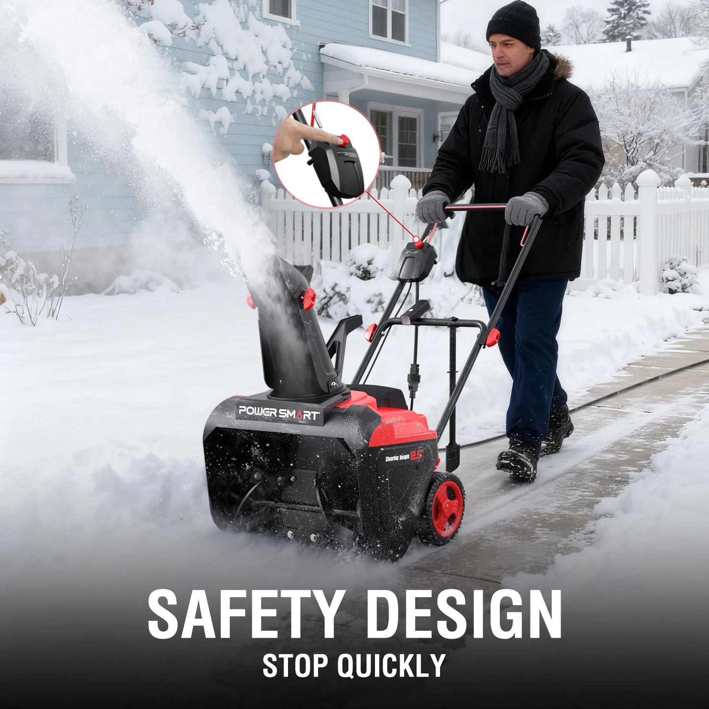 POWERSMART Electric Snow Thrower With 180 Degree Chute And LED