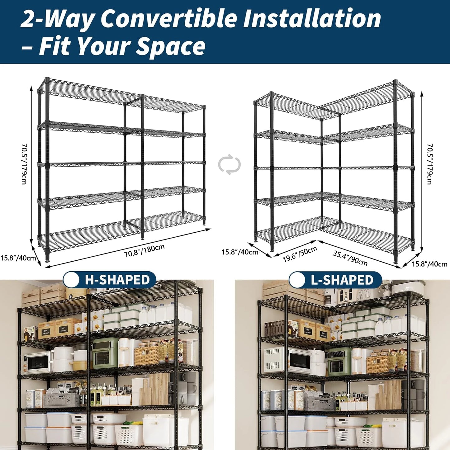 TWISTER.CK Heavy Duty Metal Shelving Unit for Kitchen Storage