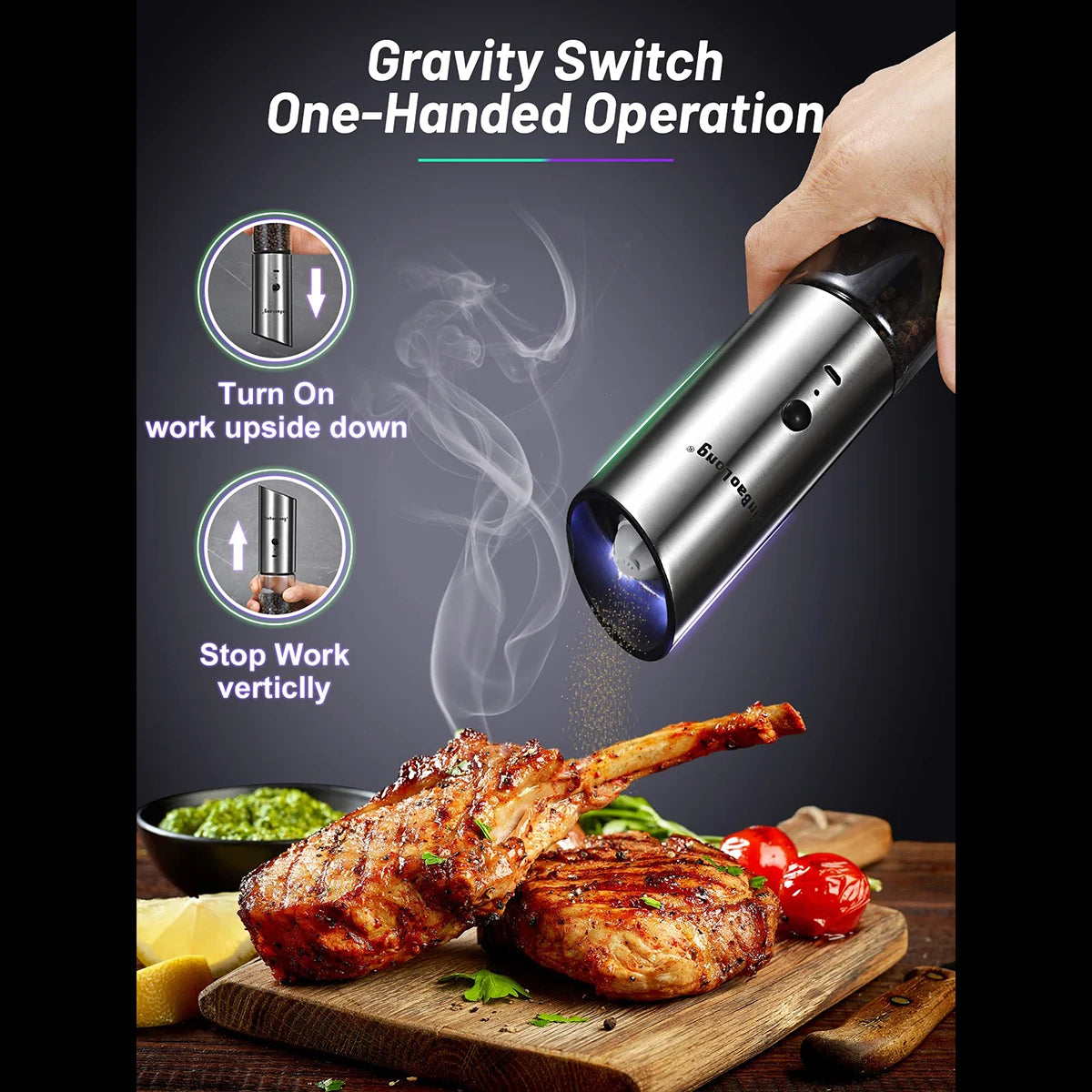Electric Salt And Pepper Grinder Set USB Rechargeable