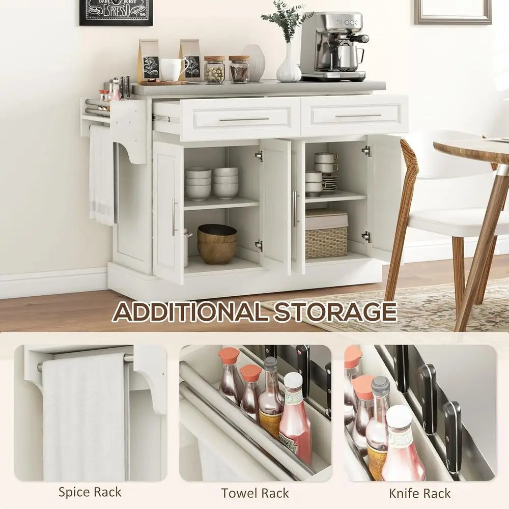Stainless Steel Top Rolling Kitchen Island Cart With Wheels