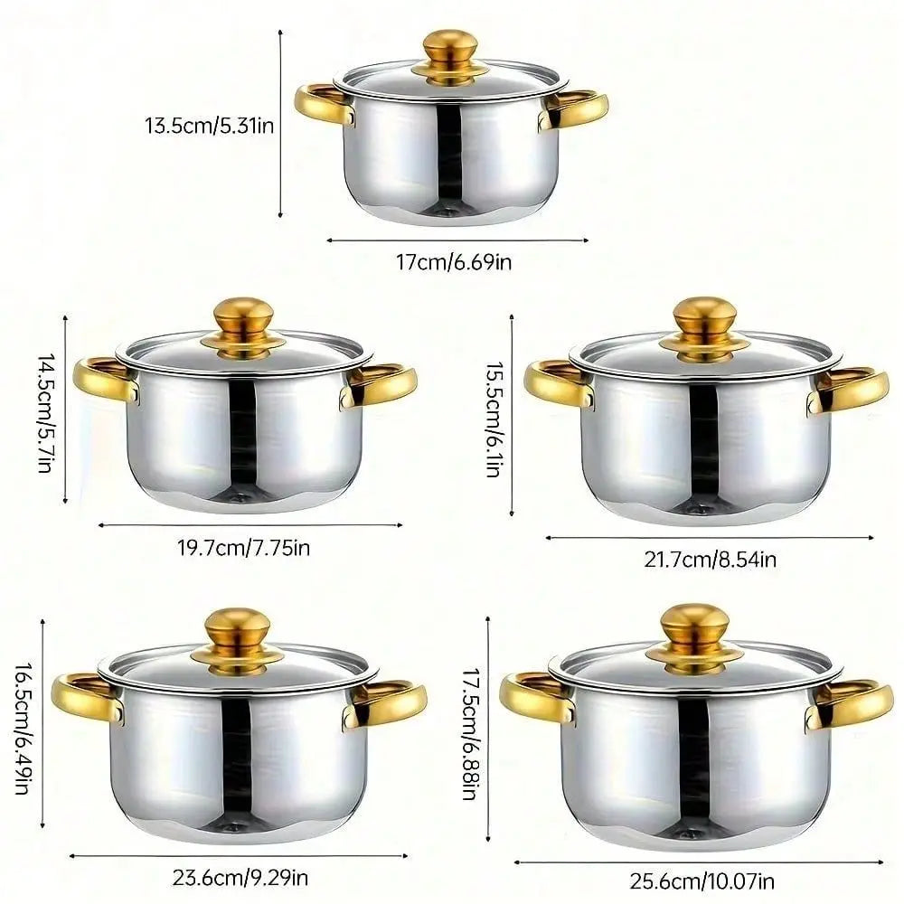 Stainless Steel Cookware Set With Lids For Soup And Pasta