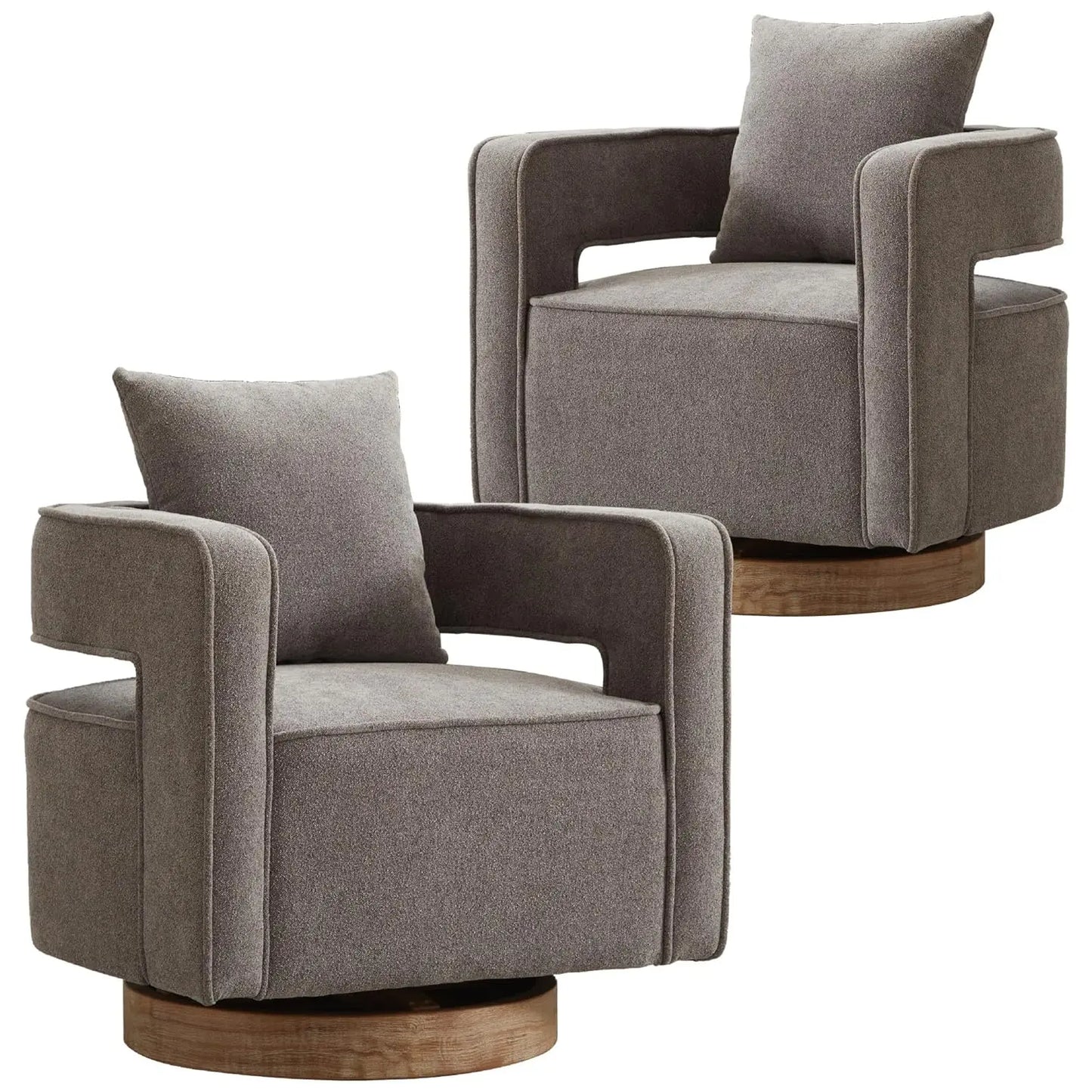 Upholstered Swivel Accent Chair Set Open Back Barrel Chairs