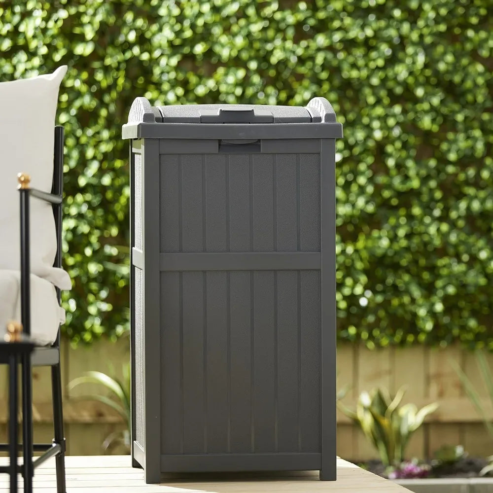 Outdoor Trash Hideaway Resin Waste Storage Container Patio Backyard Garden