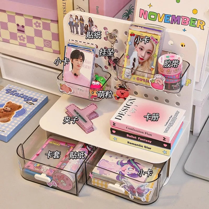 Desktop Perforated Board Storage Box And Pen Holder Organizer