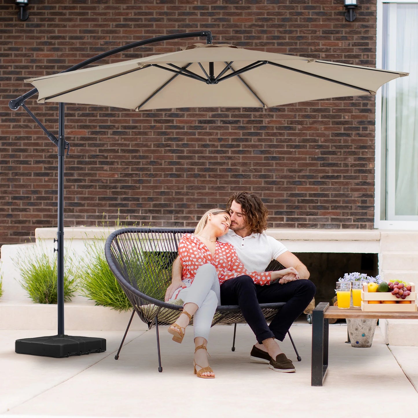 JHK Outdoor Cantilever Patio Umbrella With Easy Tilt UV Protection