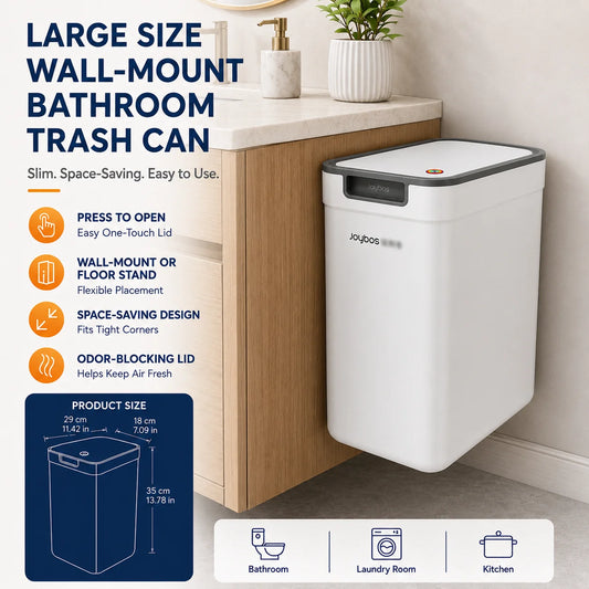 Joybos Dual-Use Wall Mounted Floor Standing Trash Can With Lid