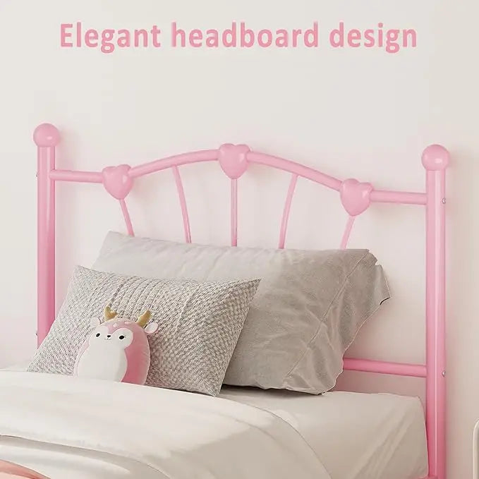 HiMISS Heart Shaped Metal Bed Frame With Headboard And Footboard