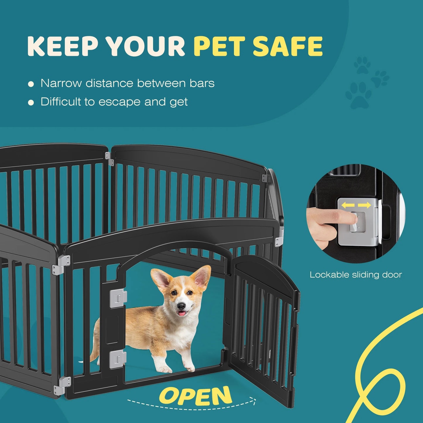 JHK Plastic Dog Playpen 6Panel Expandable Outdoor Portable